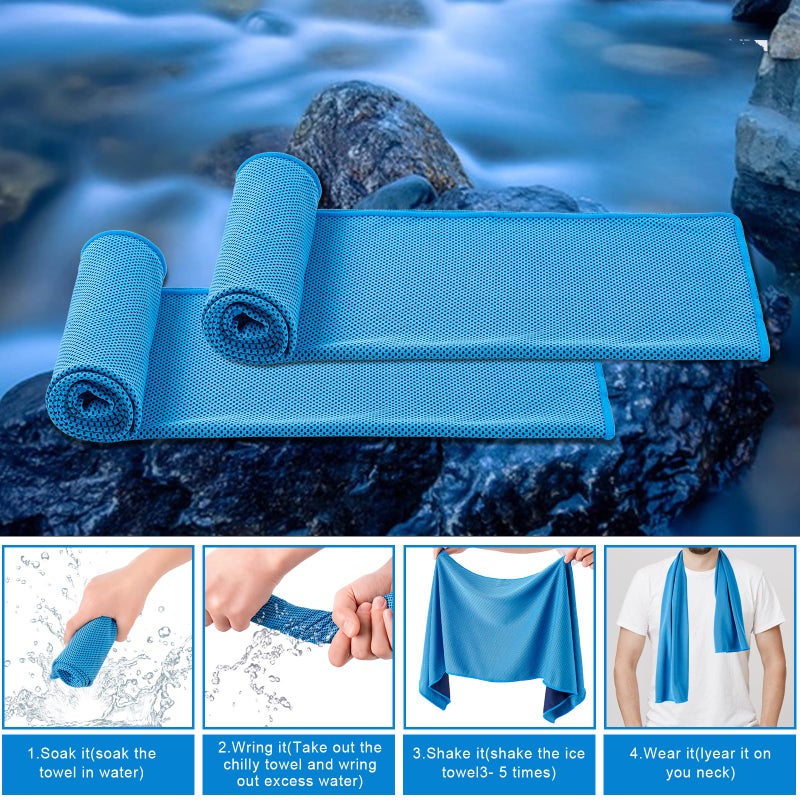 CADONO 4 Pack Cooling Towel (40""x12"")  Soft Breathable Chilly Towel  Ice Towel  Microfiber Towel for Yoga  Sport  Running  Workout Gym  Camping  Fitness  Workout & More Activities(Multicolor) - Image 2
